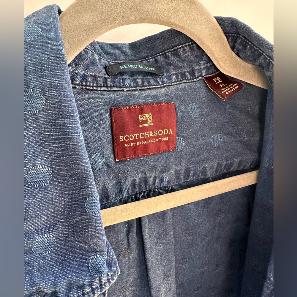 Scotch & Soda Chambray Jean Button Up Shirt Polka… - image 3